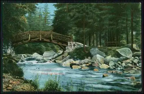 AK Oker Goslar Harz, Okertal, Brücke zur Okerinsel 1910 gelaufen