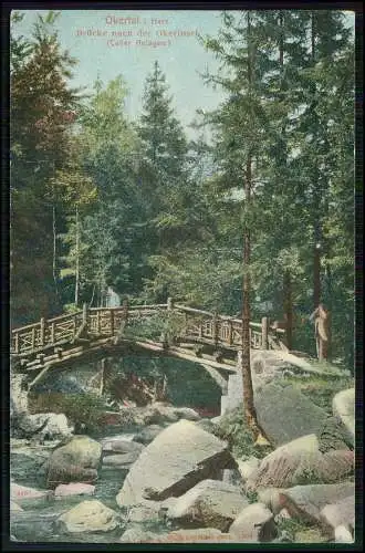 AK Oker Goslar Harz, Okertal, Brücke zur Okerinsel Celler Anlagen 1910 gelaufen