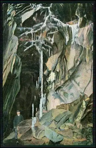 AK Rübeland Oberharz am Brocken, Hermannshöhle, 8000 jährige Säule 1910 gelaufen
