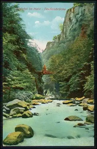 AK Thale im Harz, Teufelsbrücke beim Bodekessel im Bodetal 1910 gelaufen