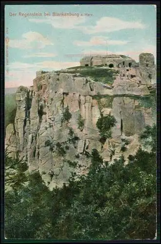 AK Blankenburg am Harz, Burg Regenstein, Panorama vom Ort, Felsen 1910 gelaufen