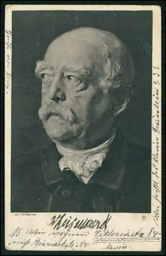 AK Künstler Prof. Petersen Fürst Otto von Bismarck, Portrait 1905 gelaufen