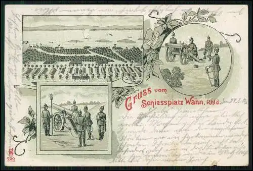 AK Litho Wahn Köln Nordrhein Westfalen Schießplatz, Kanone Mörser 1902 gelaufen