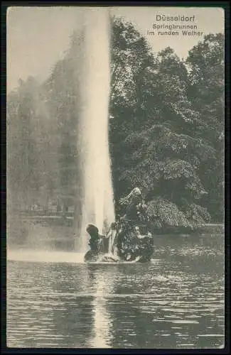 AK Düsseldorf am Rhein, Hofgarten, runder Weiher, Springbrunnen 1912 gelaufen