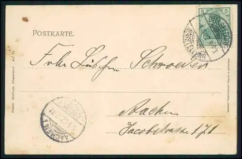 AK Düsseldorf Kunsthalle Markt Denkmal Kunst-Akademie Kriegerdenkmal 1898 gel.