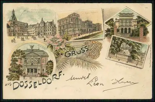 AK Düsseldorf Kunsthalle Markt Denkmal Kunst-Akademie Kriegerdenkmal 1898 gel.