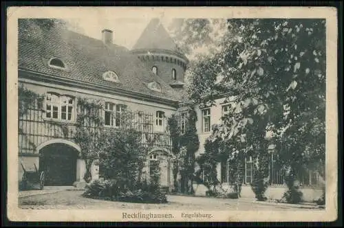 2x AK Recklinghausen im Ruhrgebiet, Rathaus und Engelsburg 1913 gelaufen