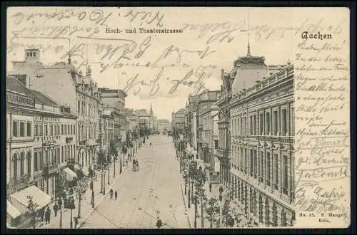 AK Aachen in NRW Hoch und Theaterstraße 1901 Soldaten-Brief nach Metz gelaufen