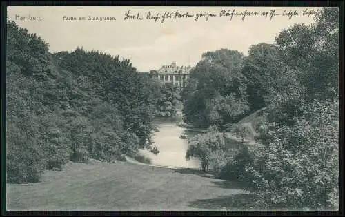 3x AK Hamburg Partie am Stadtgraben Botanischer Garten uvm. 1915 gelaufen