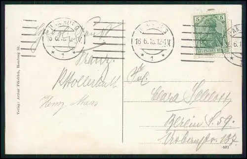 2x AK Hamburg St Pauli Fährhaus mit Hochbahn und Seewarte Aussenalster 1913 gel.