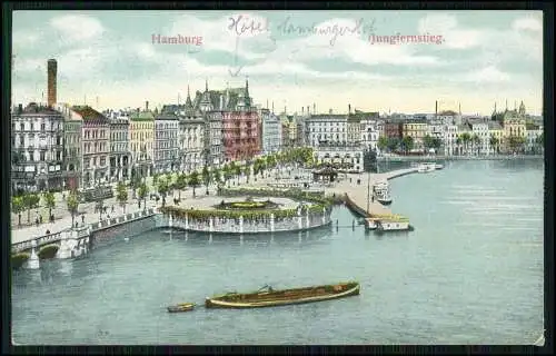 AK Ansichtskarte Hamburg, Jungfernstieg, Dampfer, Alsterpavillon 1910 gelaufen