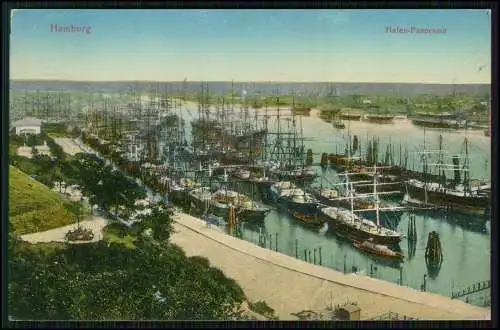 AK  Hamburg, Niederhafen Hafenpromenade voll mit Segelschiffe 1915 gelaufen