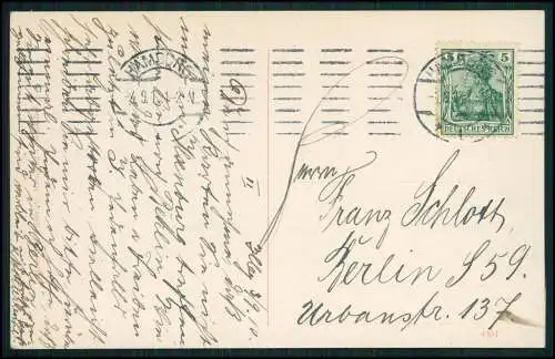 AK Hamburg Alsterarkaden Durchblick auf Rathaus Geschäft Passanten 1910 gelaufen
