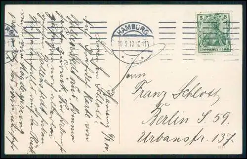 AK Ansichtskarte Postkarte Hamburg, Hauptbahnhof Straßenbahn PKW Auto 1910 gel.