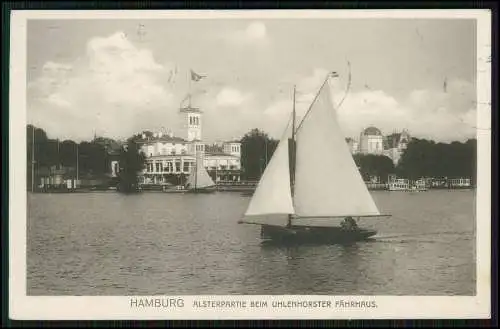3x AK Hamburg Uhlenhorst Uhlenhorster Fährhaus Segelboote Alster 1913 gelaufen