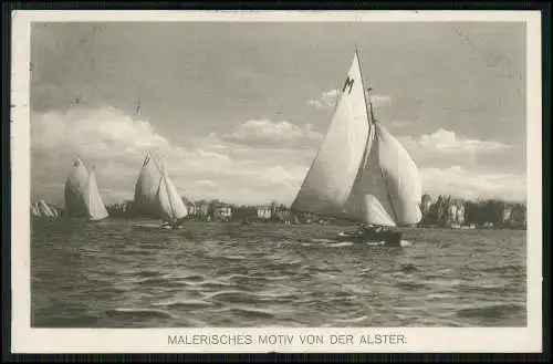 3x AK Hamburg Uhlenhorst Uhlenhorster Fährhaus Segelboote Alster 1913 gelaufen