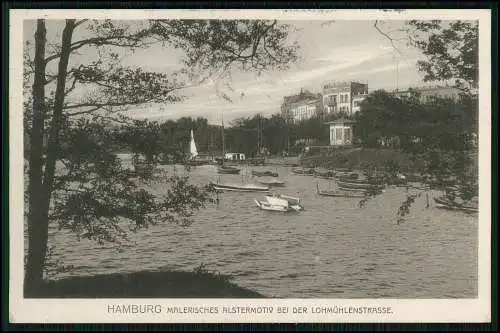 AK Hamburg Winterhude Partie an Alster Bellevue und AK Lohmühlenstraße 1913 gel.