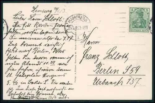 AK Hamburg Winterhude Partie an Alster Bellevue und AK Lohmühlenstraße 1913 gel.