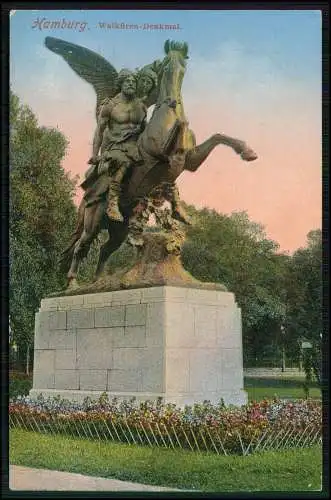 2x AK Hamburg Nord Walküren Denkmal an der Alster und Bismarck Denkmal 1913 gel.