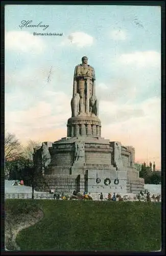 2x AK Hamburg Nord Walküren Denkmal an der Alster und Bismarck Denkmal 1913 gel.