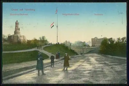 AK Hamburg Mitte Neustadt Helgoländer Allee Seewarte Bismarck Denkmal 1910 gel.