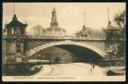 2x AK Hamburg St. Pauli Fährhaus Kersten Miles Brücke Bismarck Denkmal 1911 gel.