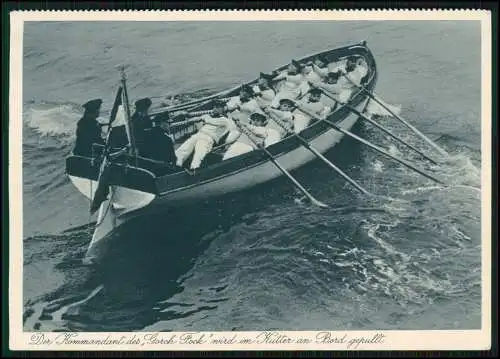 AK Kommandant der Gorch Fock wird im Kutter an Bord gepullt 1936 gel. Flensburg