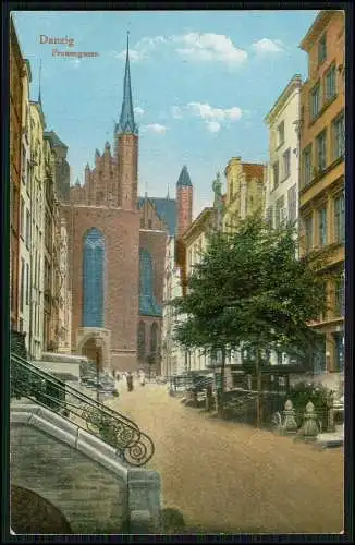 AK Gdańsk Danzig, Frauengasse mit St. Marienkirche, Wohnhäuser um 1930