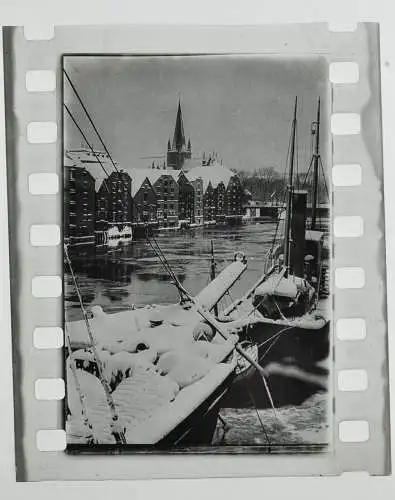 2x altes Negativ- Drontheim Trondheim Trondheimer Fjord Mittelnorwegen im Winter