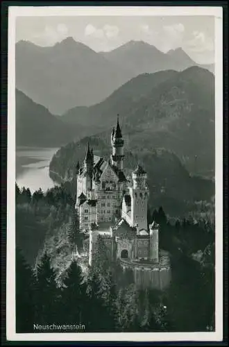 Foto AK Hohenschwangau Schwangau im Ostallgäu, Schloss Neuschwanstein, 1938 gel.