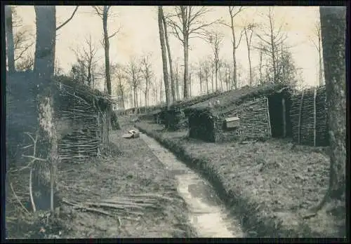 Foto 17x12 cm AK 1. WK Soldaten Argonnen L’Argonne 1916 Unterstand Hütten