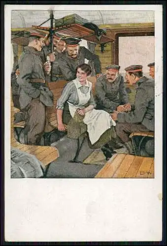 AK B. Wennerberg Nr. 13 Soldaten auf Urlaubsfahrt, Kriegspostkarte 1918 gelaufen