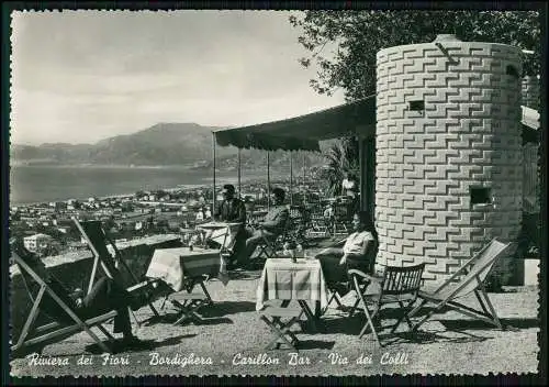 5xFoto AK Bordighera Italien Ligurien Restaurant Carillon Bar Terrasse Meerblick