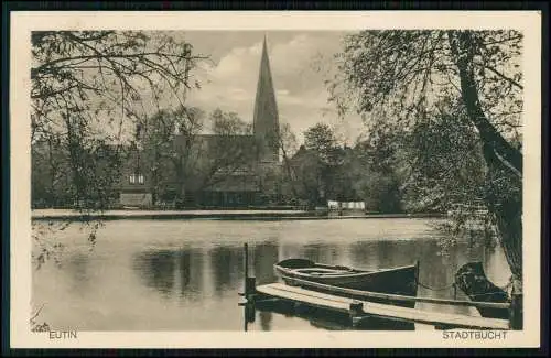 Foto AK Eutin in Ostholstein, Stadtbucht Boot Blick zur Kirche 1933