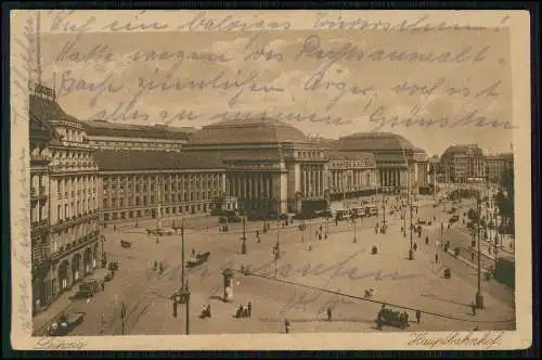 AK Ansichtskarte Postkarte Leipzig in Sachsen, Hauptbahnhof 1922 gelaufen