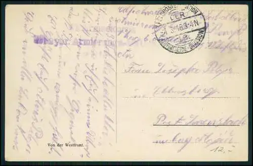 AK 1.WK Soldaten von der Westfront -Unterstand Bunker Shelter 1916 Feldpost gel.