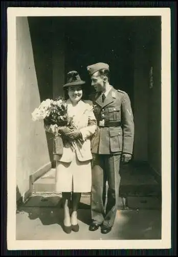 10x Foto Wehrmacht Soldat Luftwaffe auf Heimaturlaub für Hochzeit 1941-42