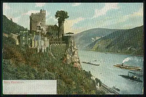 AK Ansichtskarte Bingen am Rhein, Burg Rheinstein 1904 gelaufen Dampfschiffe uvm