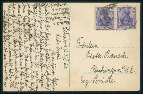 AK Gernsbach im Schwarzwald, Schloss Eberstein Hanglage 1921 Bahnpost gelaufen