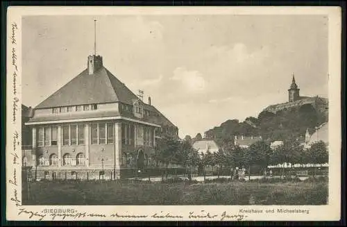 AK Siegburg an der Sieg, Kreishaus mit Michaelsberg 1915 Feldpost gelaufen