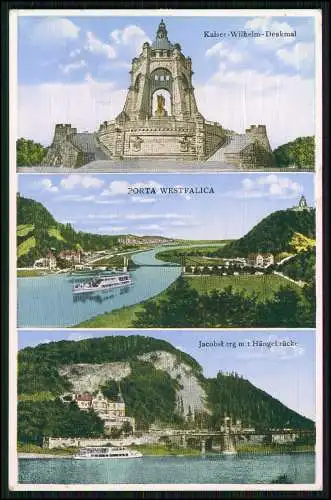 AK Minden Porta Westfalica an der Weser Jakobsberg mit Hängebrücke 1935