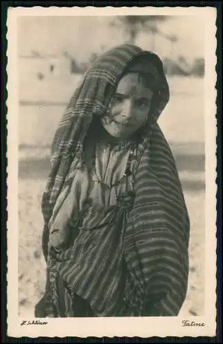 Foto AK Wehrmacht Deutsches Afrikakorps - Fatme Mädchen Libyen - H. Schlösser