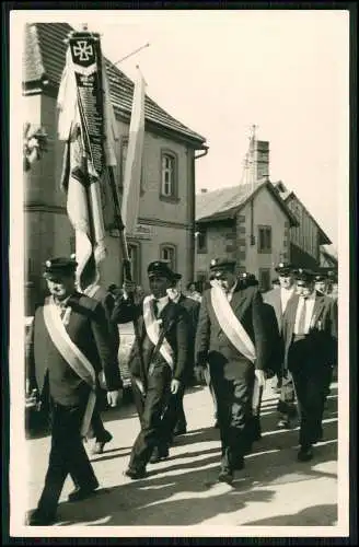 2x Foto Unterleiterbach Zapfendorf Franken Feuerwehr Veteranen Fahnenweihe 1961