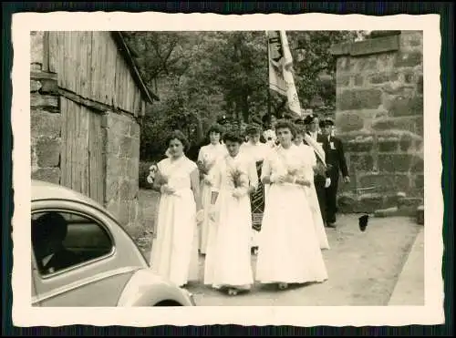 2x Foto Unterleiterbach Zapfendorf Franken Feuerwehr Veteranen Fahnenweihe 1961