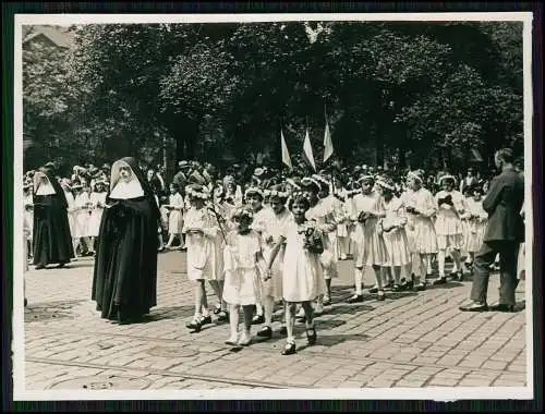 2xFoto Fronleichnam Kinder feierliche Prozessionen Saarland Rheinland-Pfalz 1938