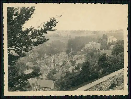 Foto Dorf mit Kirche kleine Runde Burg Häuser Sicht von oben 1940