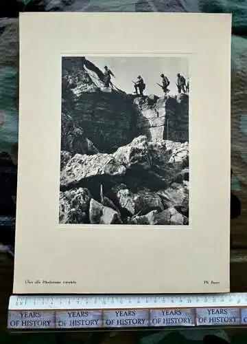 Original Druck Karton 1940-41 Soldaten über Hindernisse Belgien Frankreich