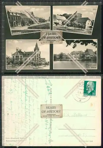 AK Postkarte Zahna Elster DDR Rathaus Bahnhofstraße Karl-Marx-Platz