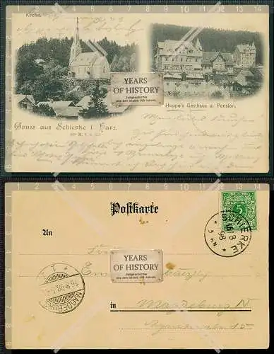 Orig. AK Schierke im Harz Hoppes Gasthaus und Pension 1898 gel. 
