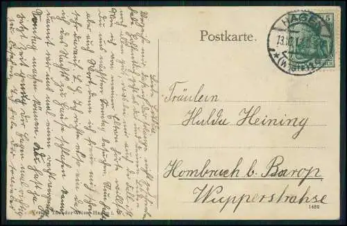 AK Postkarte Hagen Westfalen Hauptpostamt 1913 gelaufen nach Hombruch Barop